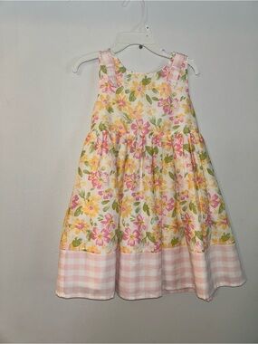 Shabby Chic Pink and Yellow Floral Gingham-Hem Dress